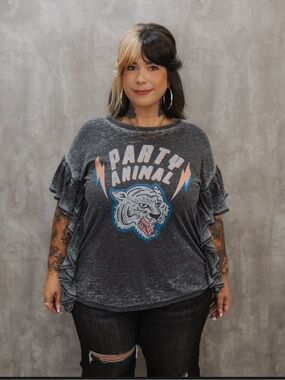 NWT Recycled Karma "Thunder Rd. Tee”AKA“⚡️Party🐯Animal⚡️Graphic” Small•Oversized